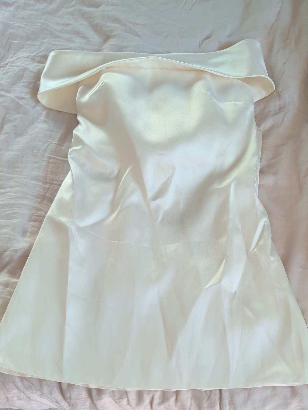 Amsale Ivory Strapless Satin Mini Dress